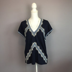 J. CREW Embroidered V-Neck Top